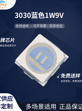粉紫工厂直销3030led灯珠贴片式3030蓝色1W9V LED贴片发光二级管