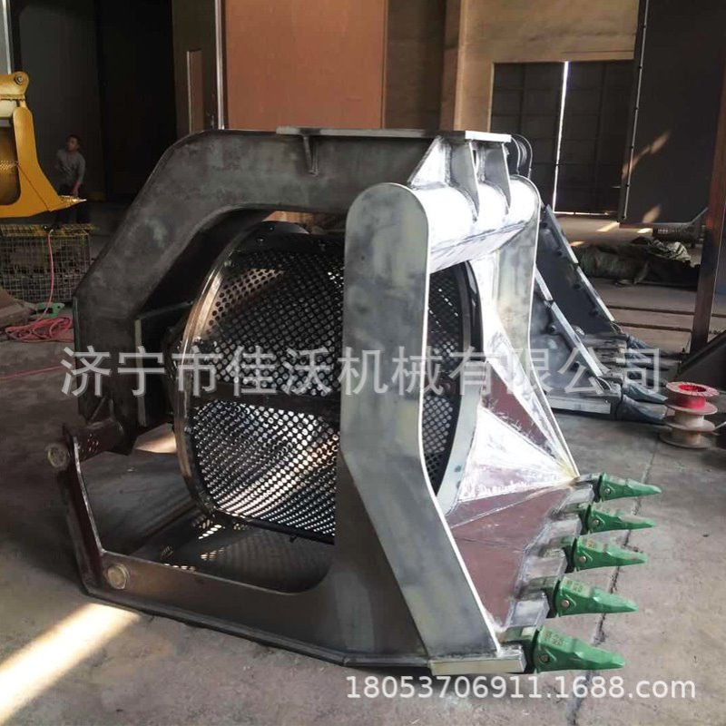 斗DH225-9旋转筛分斗    建筑垃圾分拣挖机滚筒斗筛分斗管道回填