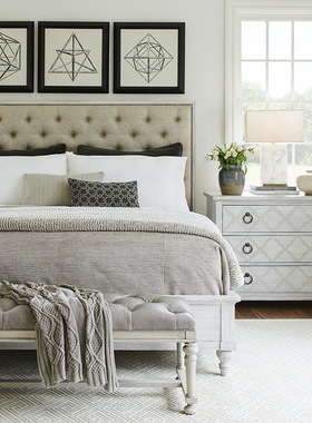 美式1.8米床轻奢法式乡村白色复古做旧主卧双人床北欧简约家具