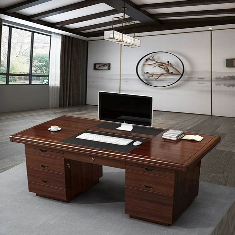 现代简约办公桌单人办公室职员台式电脑桌家用经济书桌带锁带抽屉