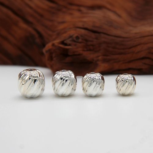 s925纯银旋风亮银隔珠腰珠文玩配珠diy星月百香籽小金刚珠串配饰