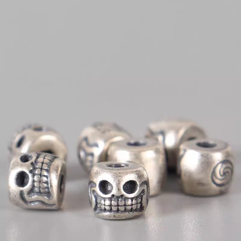 s925纯银阿呆隔珠尸陀林配珠藏式文玩配饰diy佛珠念珠百香籽手串