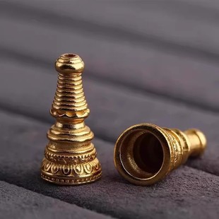 S925纯银藏传小元素三通佛塔文玩配饰diy星月凤眼菩提手串珠配件