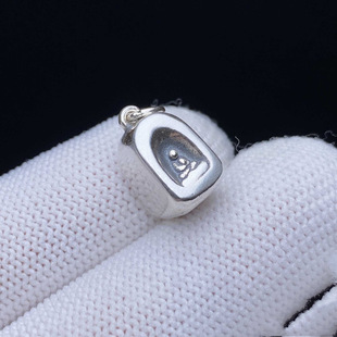 S925纯银莲花无相佛龛秤砣吊坠涅槃无相佛项坠挂件diy手串珠配饰