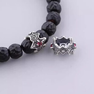 S925纯银荆棘王冠卡环镶钻夜王皇冠隔片复古做旧工艺文玩手串配件