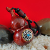 紫檀木木雕钥匙扣挂件六字箴言葫芦坠