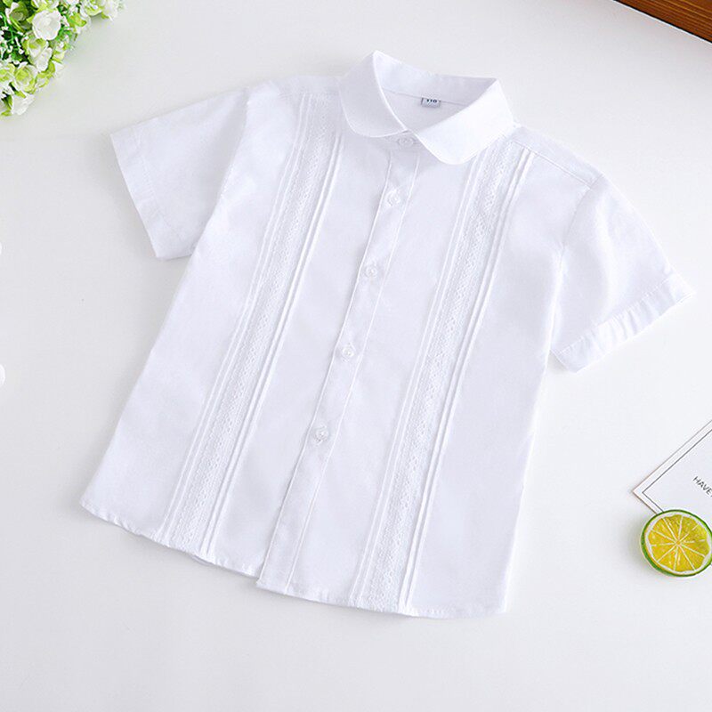 女童白衬衫长袖洋气学院风校园款纯棉演出打底衫中大童小学生校服