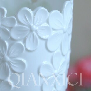 浮雕花瓶高温陶瓷插花艺大号30cm水培大飞燕玫瑰牡丹家居饰品