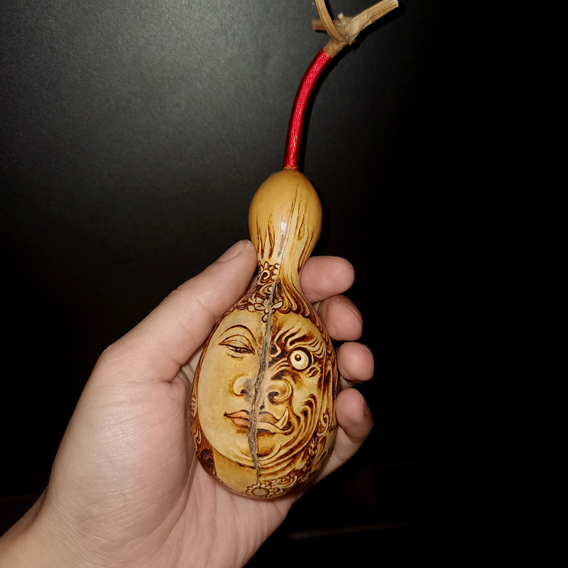 坐忘堂 天然开裂葫芦手工 非遗烙画转印 挂件手把件文玩摆件包邮