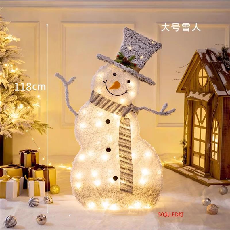 圣诞节装饰品发光麋鹿拉车雪人礼盒橱窗圣诞树下摆件商场场景布置