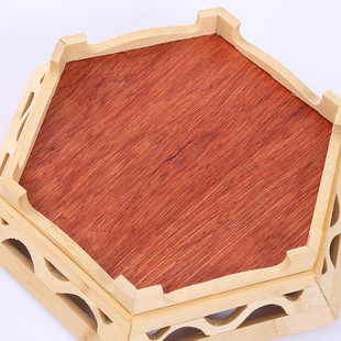 竹编篮六角竹木筐收纳筐摆件竹制品托盘手工水果盘子家用装饰镂空