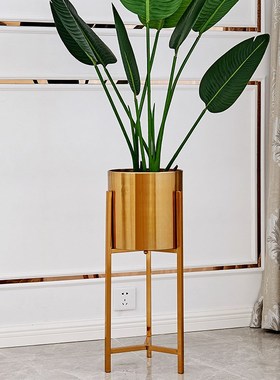 美式落地花瓶金属轻奢摆件客厅欧式创意高档家居电视柜装饰品花艺