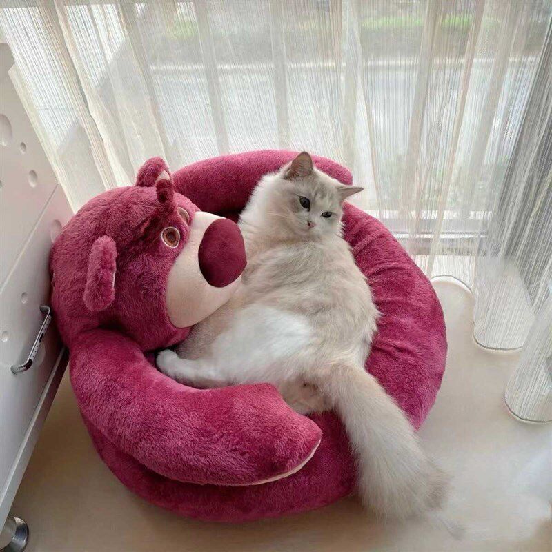 草莓熊窝皮克斯大眼仔苏利文系列宠物窝猫窝冬季保暖封闭式床
