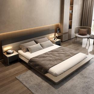 日式踏踏米落地矮床双人1.8米主卧大床小户型收纳储物地台床组合