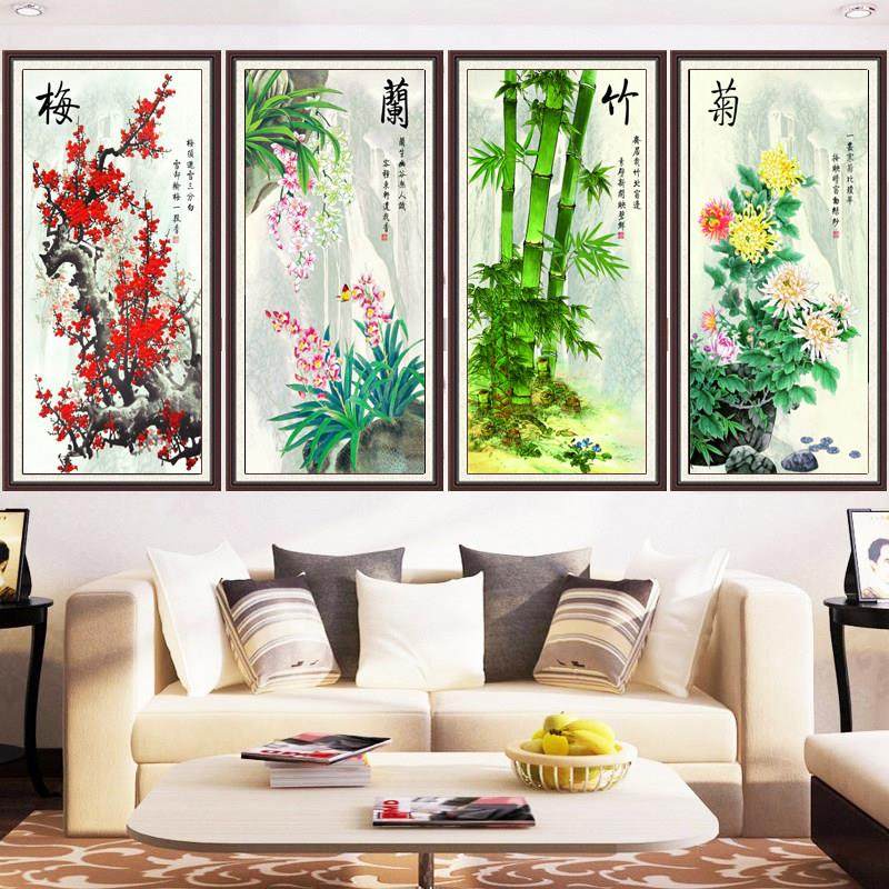 梅兰竹菊钻石画2024新款满钻中国风字画5d十字绣贴钻画客厅钻石绣,居家布艺,钻石绣,淘宝优惠券,粉丝福利购,淘宝优惠卷