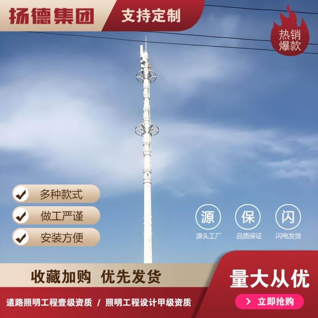 专业生产供应单管通信铁塔气象美化塔热浸锌爬梯单管塔