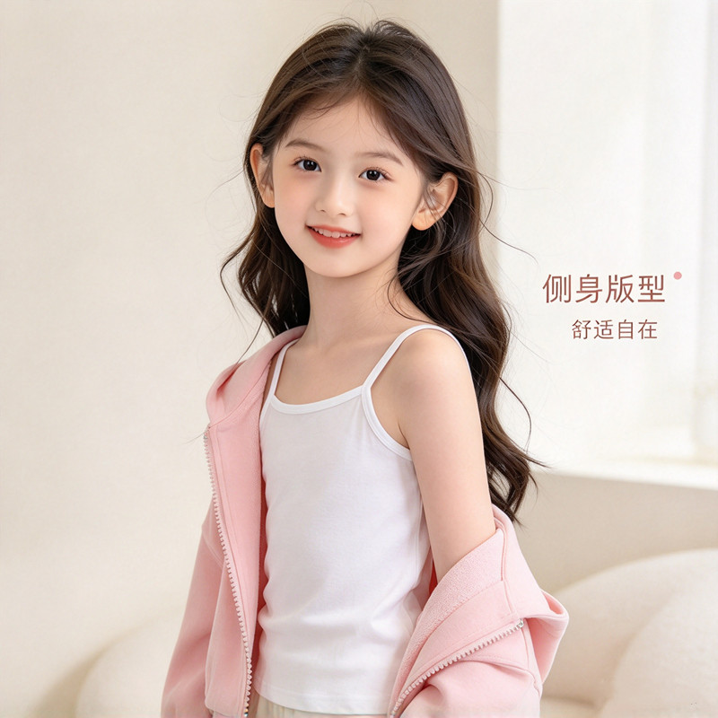 吖闪闪棉质女童舒适白色百搭内搭