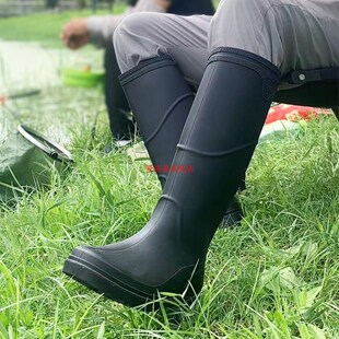 户外钓鱼雨e靴男款 成人路亚专用防蛇咬水鞋 高筒加厚防滑防水雨鞋