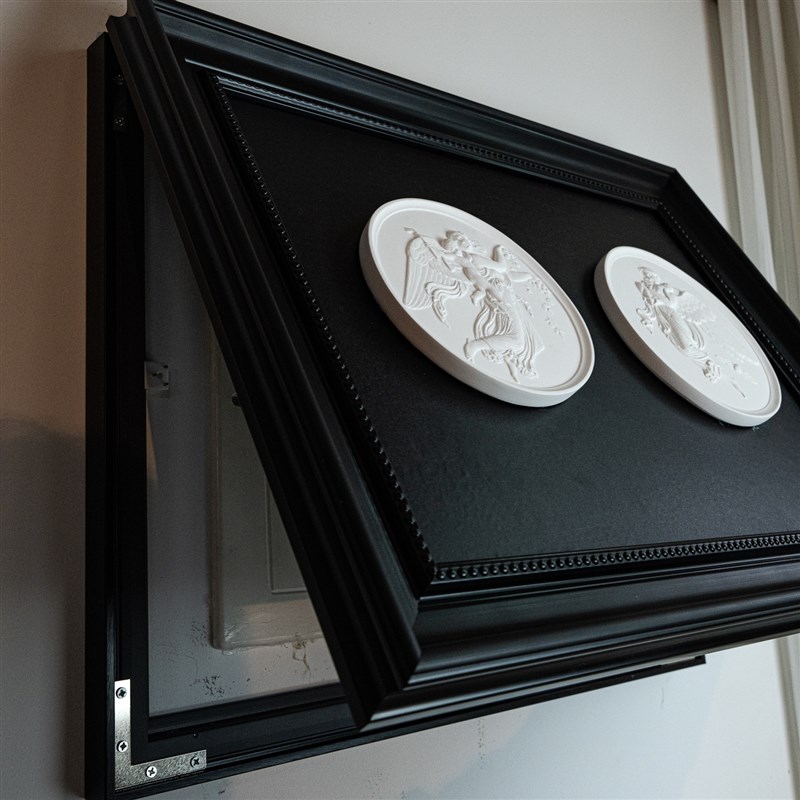 中古电表箱装饰画法式软装浮雕立体玄关复古O配电箱遮挡装饰挂画图片