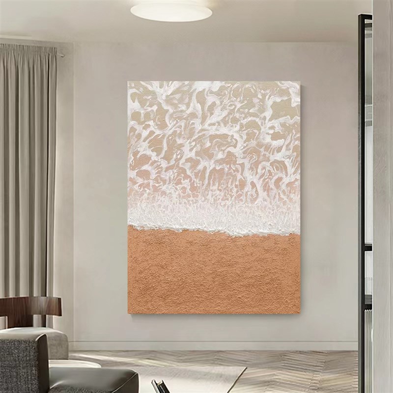 现代简约侘寂风客厅餐厅装饰画玄关过道抽L象纯手绘油画卧室立体图片