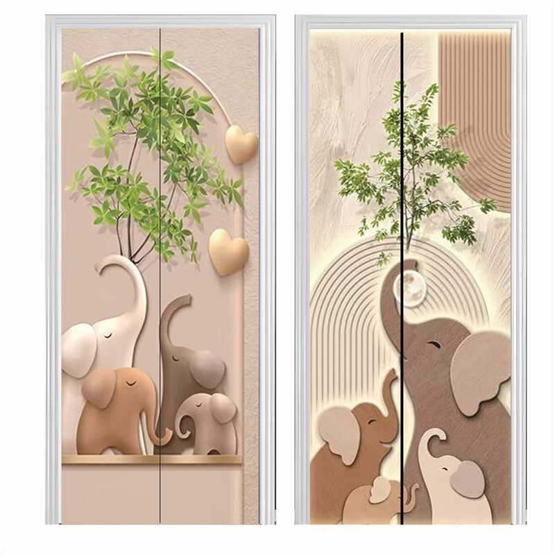 电梯门贴纸整张自粘入户木门民宿翻新遮丑卡通壁纸防水卫生间门贴
