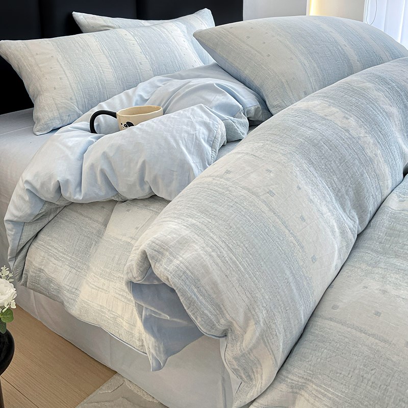 三层纱全棉四件套2025新款床单被套罩学生宿舍床上三件套床品