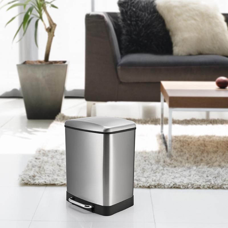 不锈钢脚踏垃圾桶带盖双桶静音缓降厨家用房干湿垃圾分类收纳桶