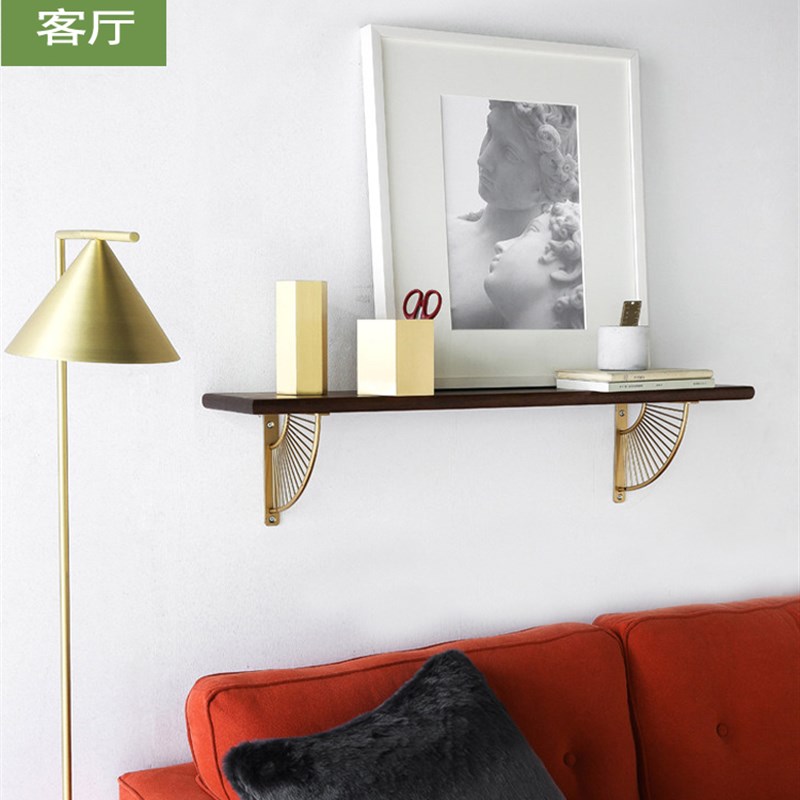 一字隔板支架托架墙上层板托墙壁挂隔板置物架装饰金色支撑三脚架