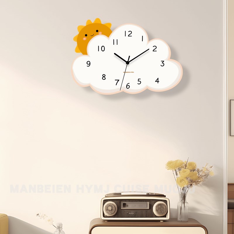 创意客厅挂钟2024新款网红儿童房卧室钟表简约现代时钟挂墙免打孔