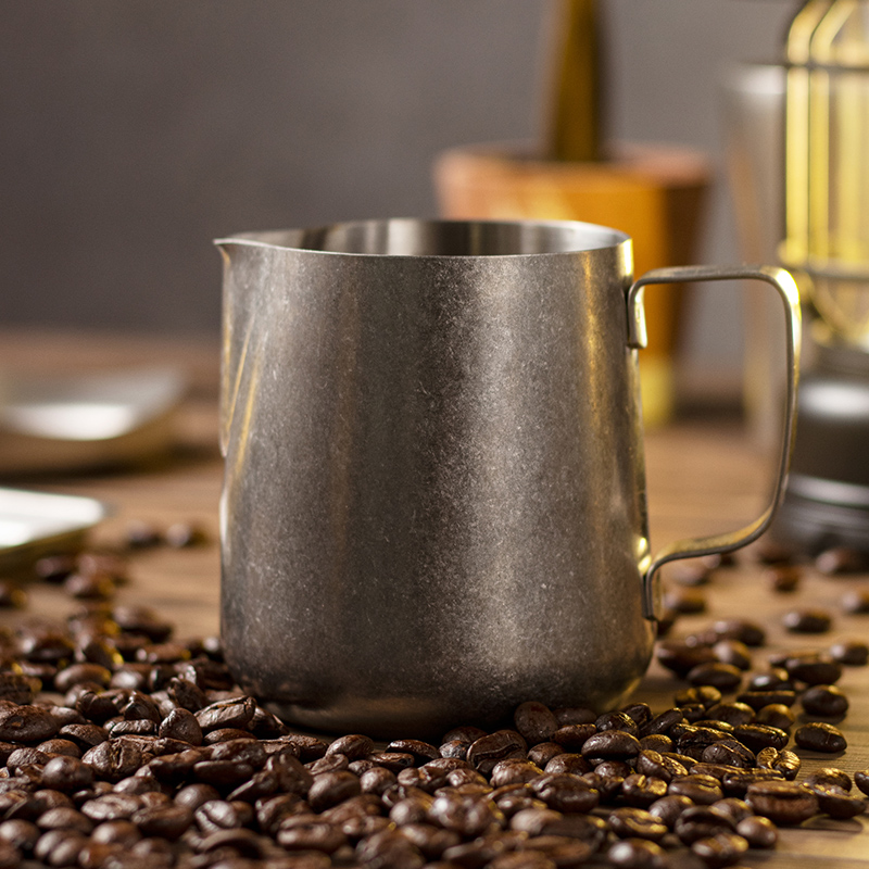 复古怀旧咖啡器具不锈钢拉花缸尖嘴咖啡拉花杯打奶泡杯打奶缸