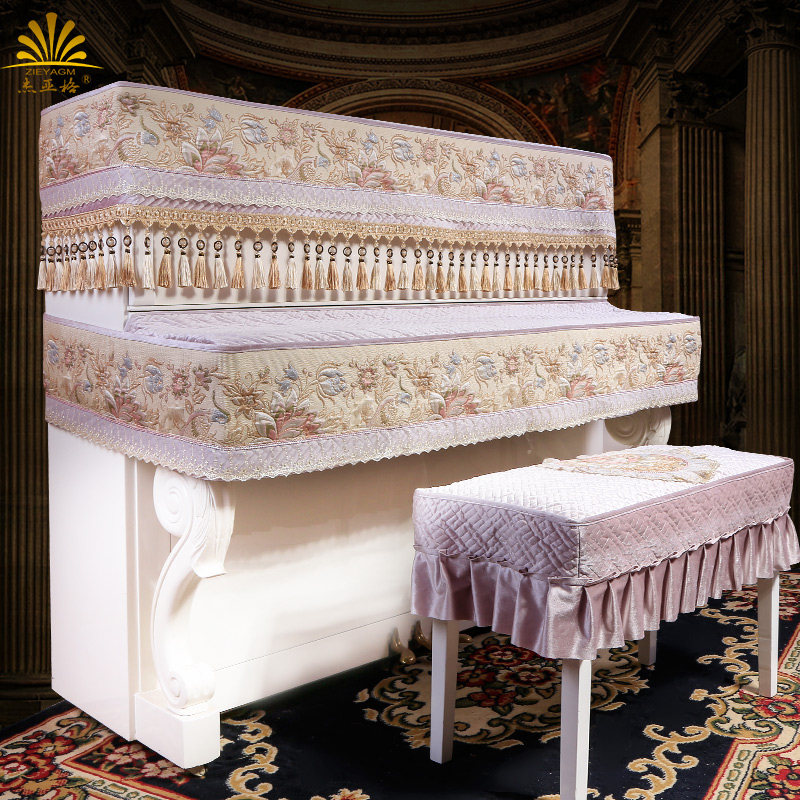钢琴罩半罩欧式现代简约高端轻奢布艺全罩三件套盖布钢琴套防尘罩