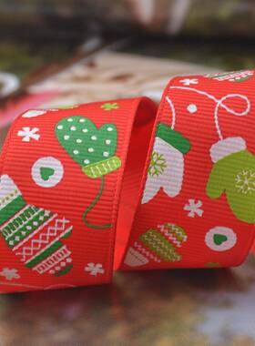 9`25mm圣诞罗纹带AS313织带礼品包装带螺纹丝带
