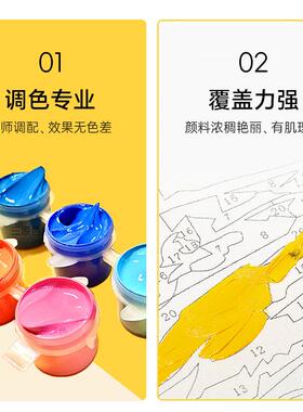 diy填充手绘涂色手工画画填色画肌理丙烯画油彩画 白玫瑰