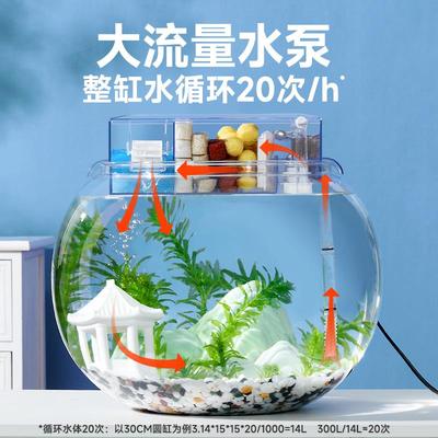 圆形鱼缸过滤器氧气泵过滤器一体循环静音水泵滴流盒过滤盒