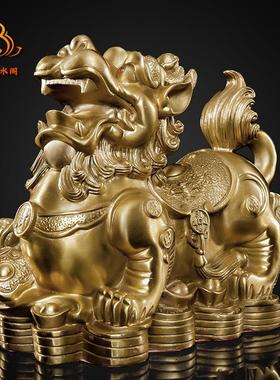 招财貔貅摆件铜貔貅大号一对公母皮丘聚财家居办公室店铺开业礼品