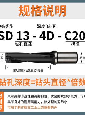 U钻快速钻头H13材质喷水钻数控车床用深孔超硬暴力钻头车床钻刀杆