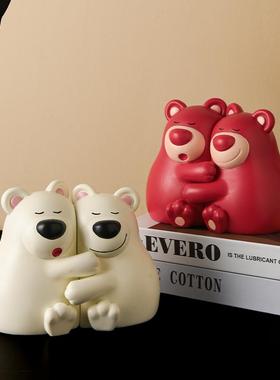 ins风可爱抱抱熊书挡摆件办公室书房桌面书架客厅卧室酒柜装饰品