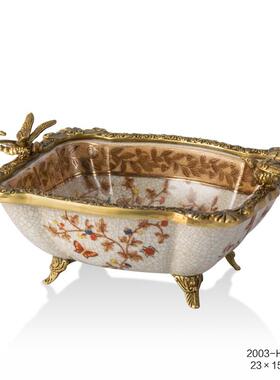 艺术彩绘陶瓷小饰品碟法式精美桌面小糖果盆装饰工艺摆件