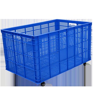 加厚塑料框周转筐长方形镂空胶筐服装框子大号带轮箩筐快递收纳箱