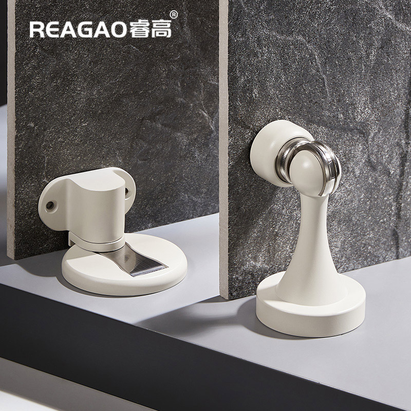 睿高黄铜门吸静音强磁力墙装防风室内门顶门挡器护墙防撞米白地吸