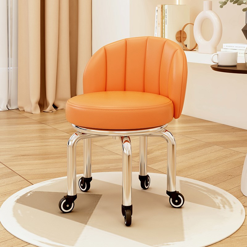 滑轮矮凳万向轮小凳子靠背小板凳家用带娃可移动儿童学步美缝圆凳