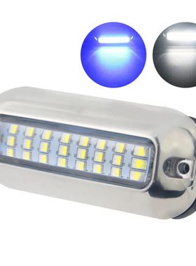 E019002-WB 24V IP68白色蓝色双色不锈钢防水游艇船用LED水下灯船