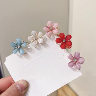 韩版清新水晶小花抓夹头饰发夹侧边刘海碎发夹子夹发爪子