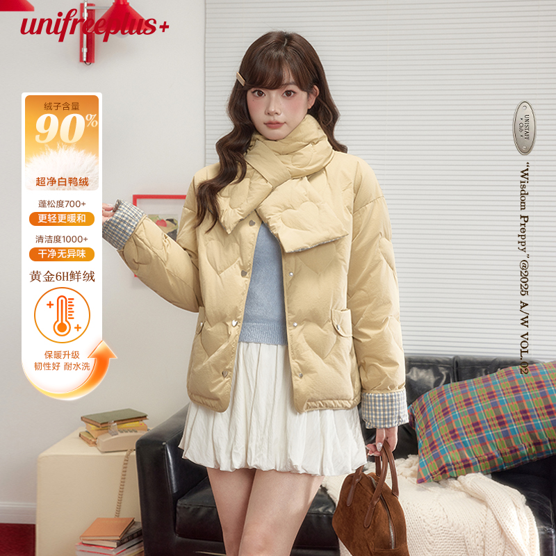 UNIFREEPLUS大码格纹羽绒服