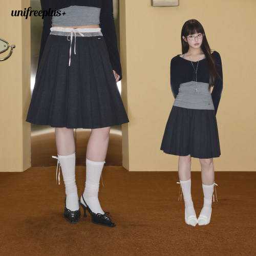 UNIFREEPLUS大码百褶半身裙