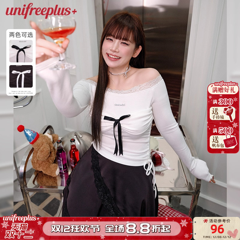 UNIFREEPLUS长袖一字肩T恤