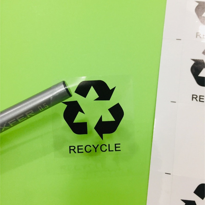 出口用RECYCLE环保标识贴 可循环再生透明贴 4*4CM(350个/30元)