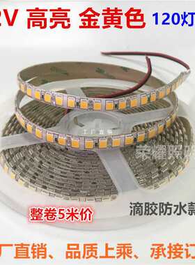 批发12V超亮led5054金黄色灯带滴胶防水2200K金黄光软灯条酒吧KTV