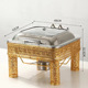 金色花边餐炉工艺品酒店自助餐炉翻盖可视餐炉加热保温不菲炉