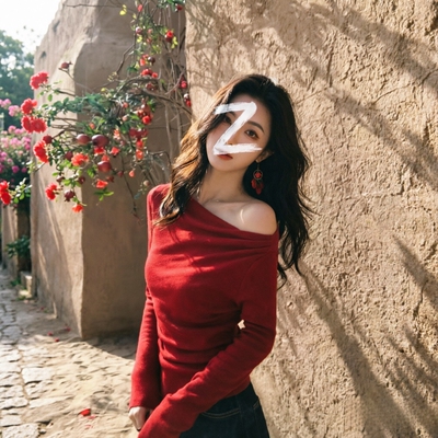 德绒韩系温柔一字肩上衣女2025早秋修身感露肩打底衫长袖t恤